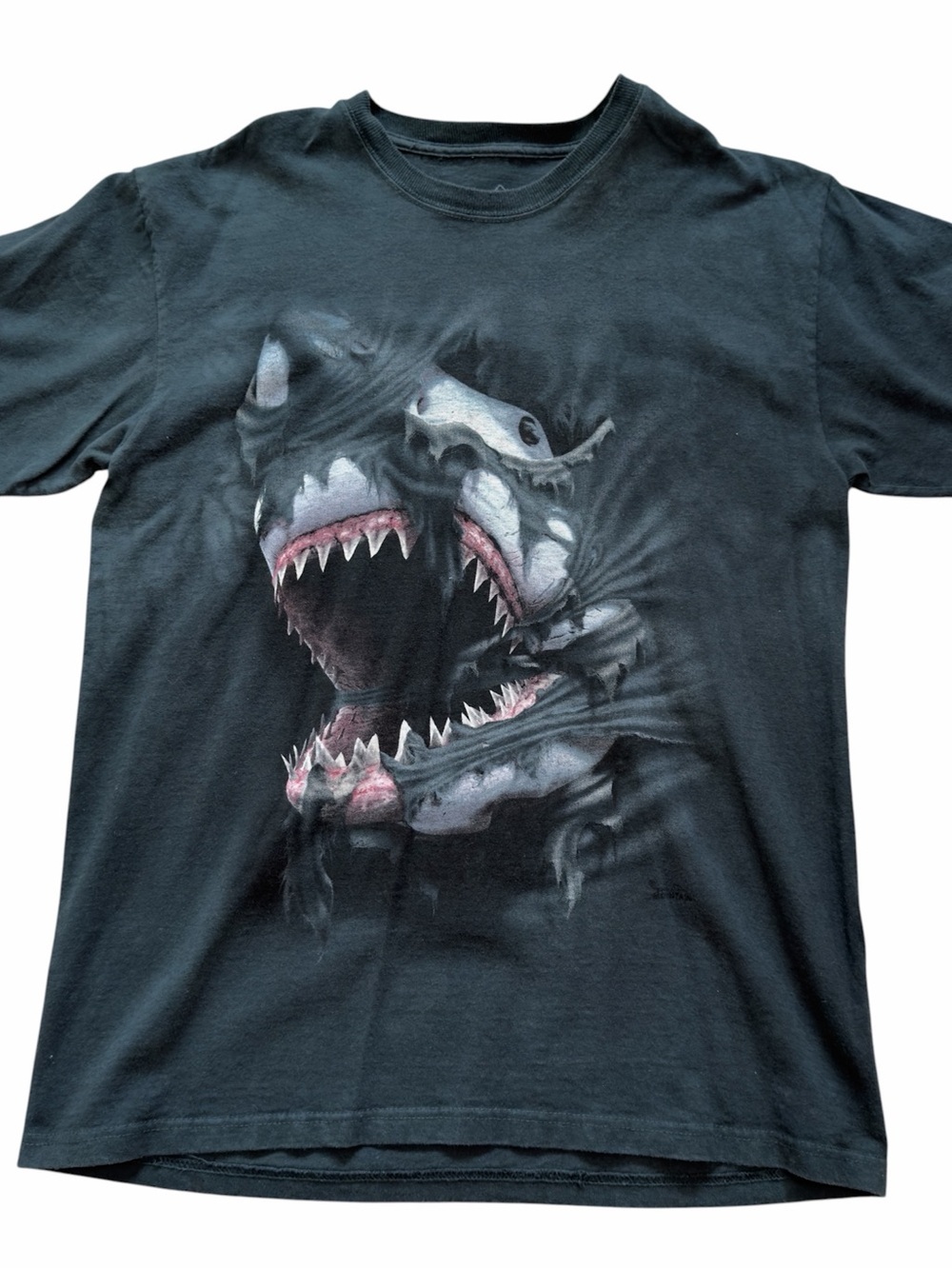 The Mountain Shark Graphic Tee Y2K Grunge Gothic Streetwear M